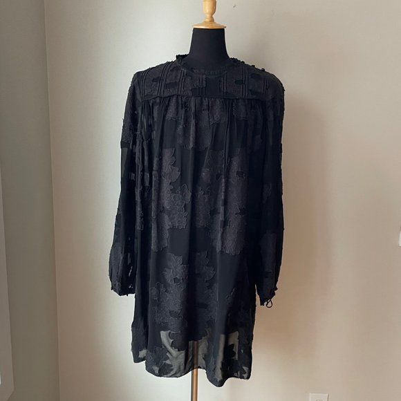 Aritzia Wilfred Long Sleeve Dress with Floral Applique Fabric and Slip - Picture 1 of 14
